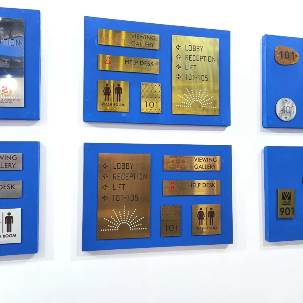 Wayfinding and door signage set for a building lobby, by ART CENTRRAL, Pune
